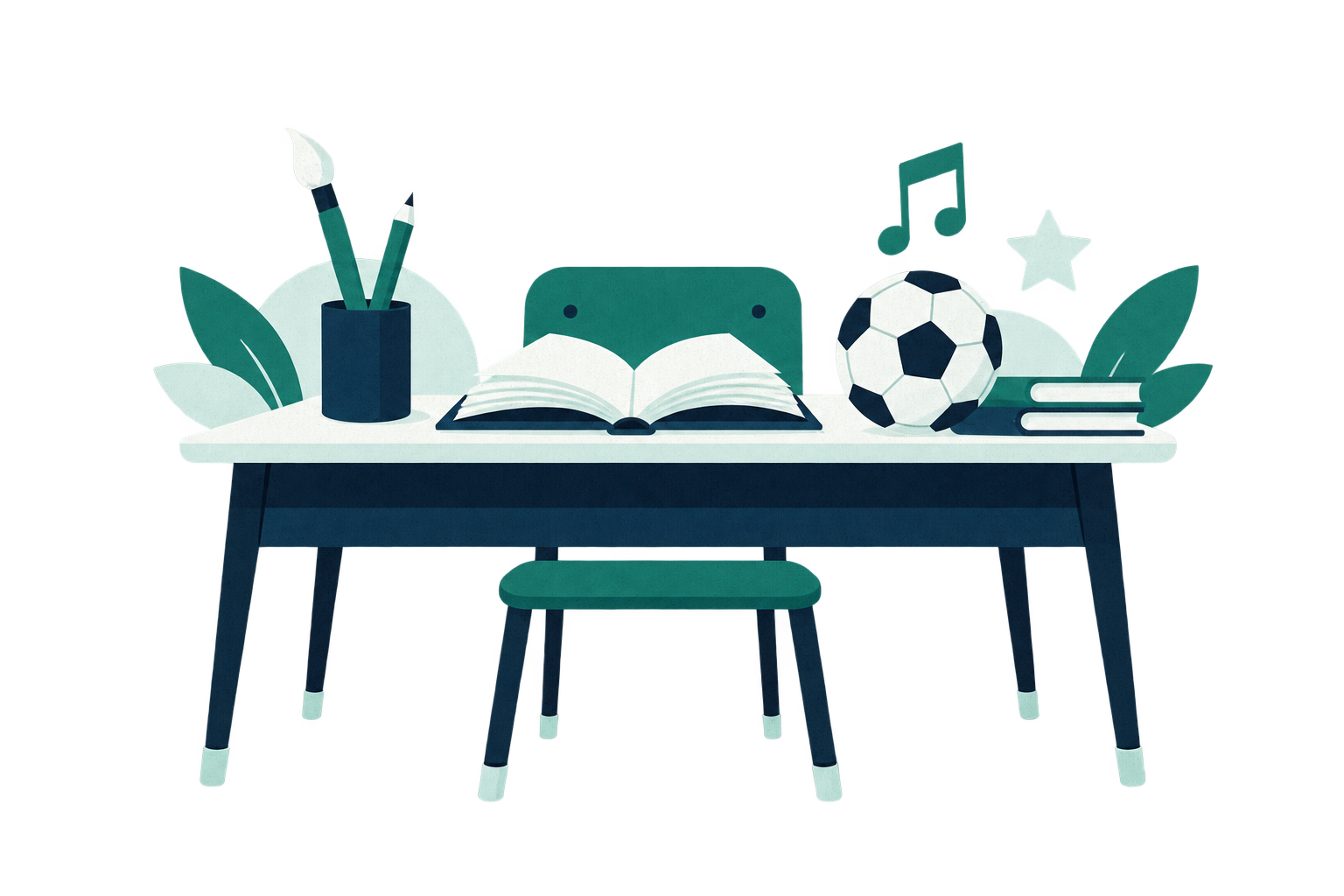 Illustration of education enrichment through arts, sport and learning